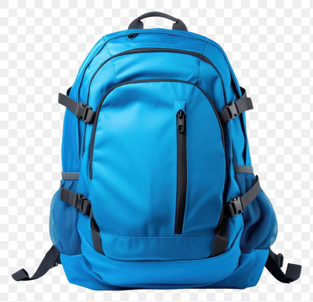 PNG Blue backpack bag white background turquoise.
