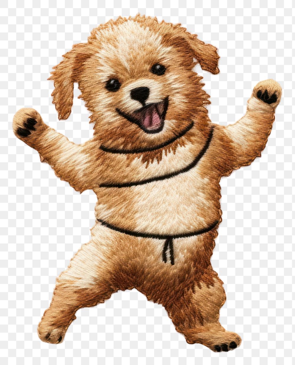 PNG Cute dog dancing embroidery style mammal animal puppy.