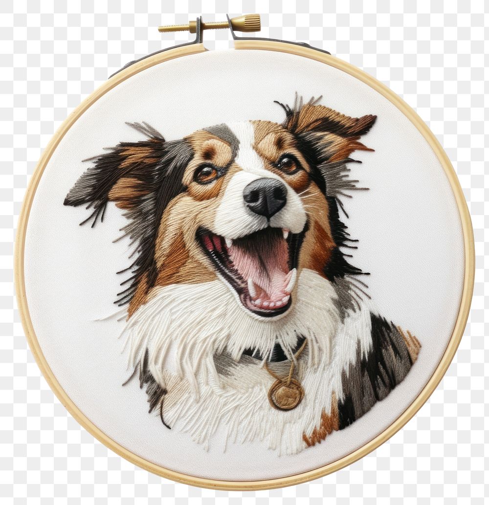 PNG Dog in embroidery style pattern mammal animal.