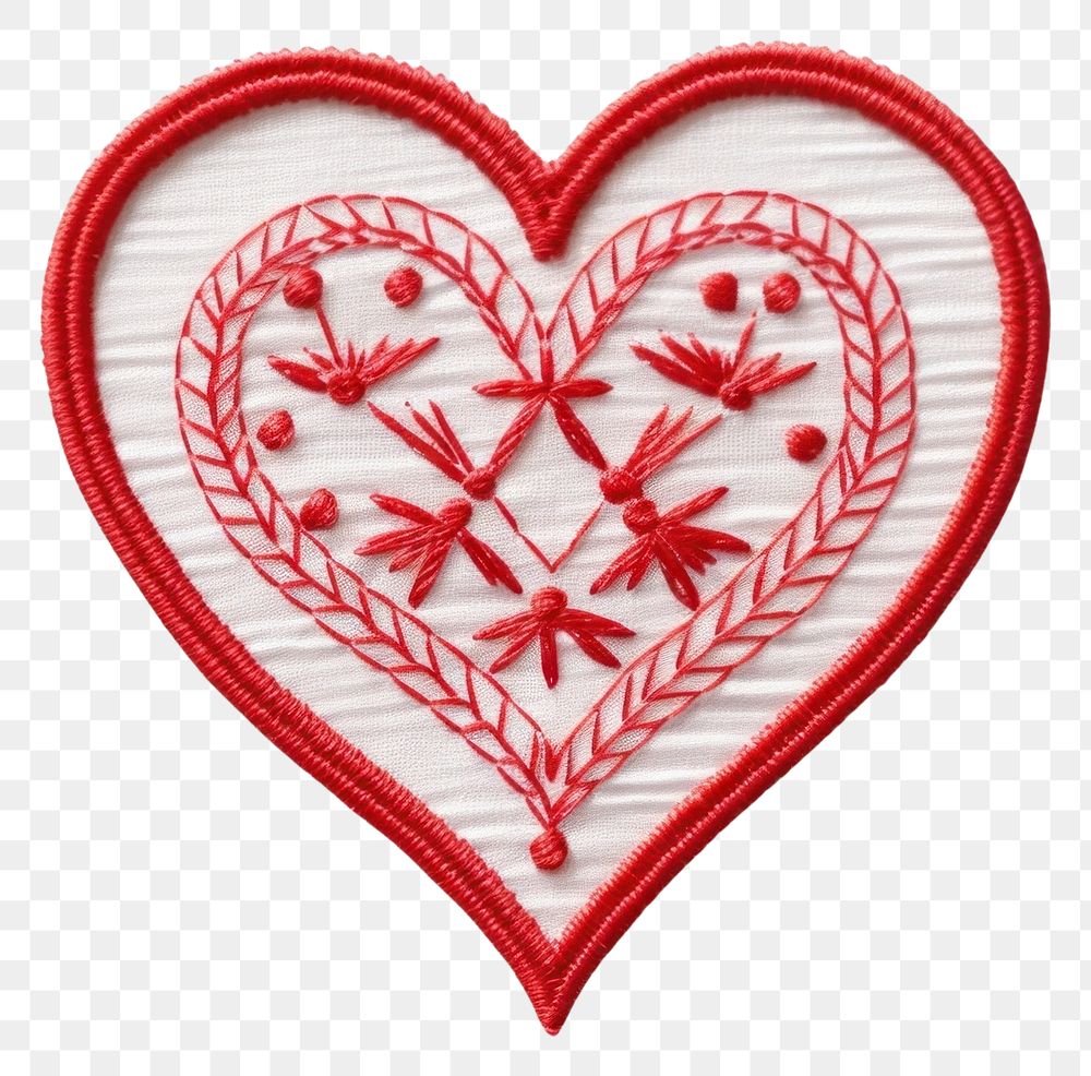 PNG Heart icon embroidery style needlework textile pattern.