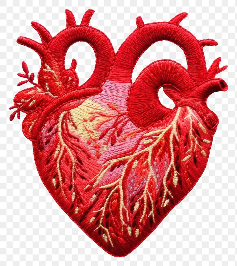 PNG Heart in embroidery style pattern antioxidant celebration.