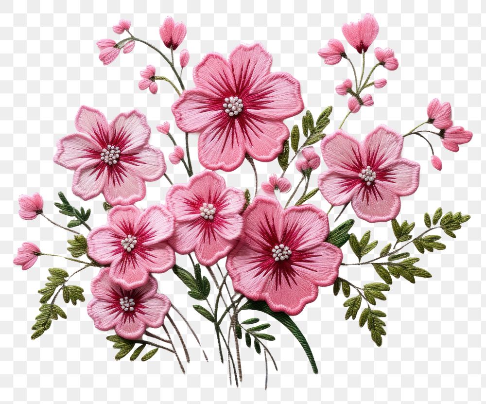 PNG Pink flower bouquet embroidery pattern plant