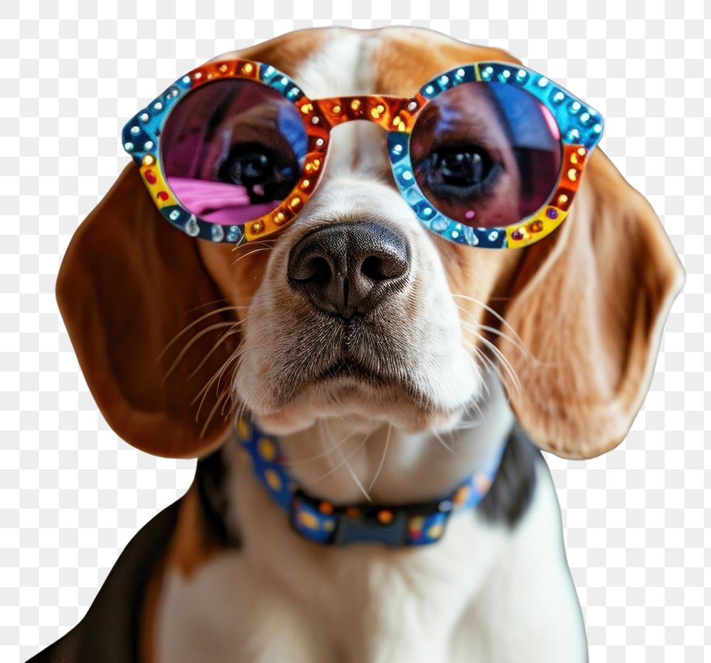 PNG Beagle dog glasses sunglasses animal. AI generated Image by rawpixel.