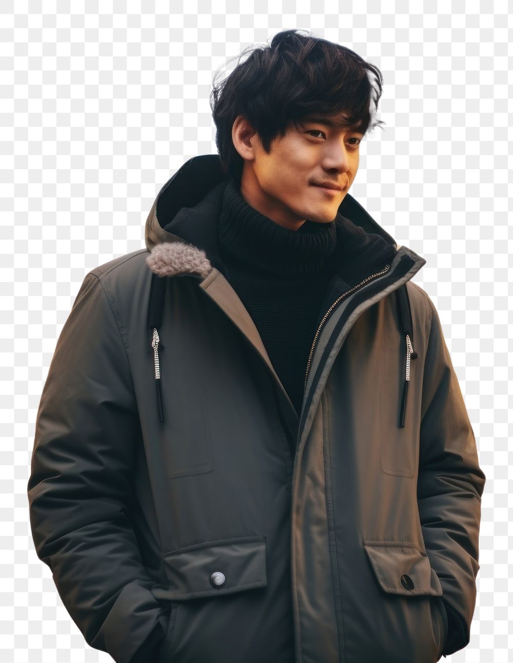 PNG Korean man portrait jacket street. AI generated Image by rawpixel.