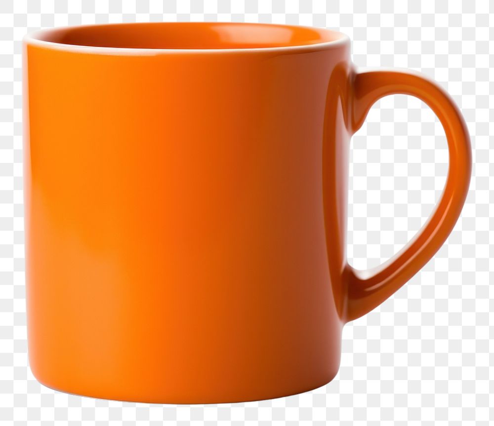 PNG Orange mug coffee drink cup.