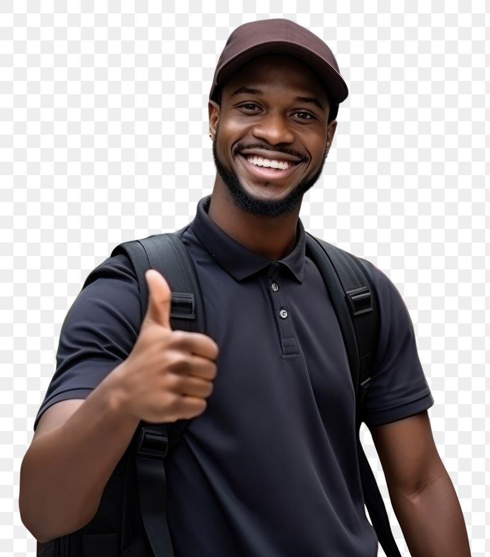 PNG  African american delivery man outdoors smile adult.