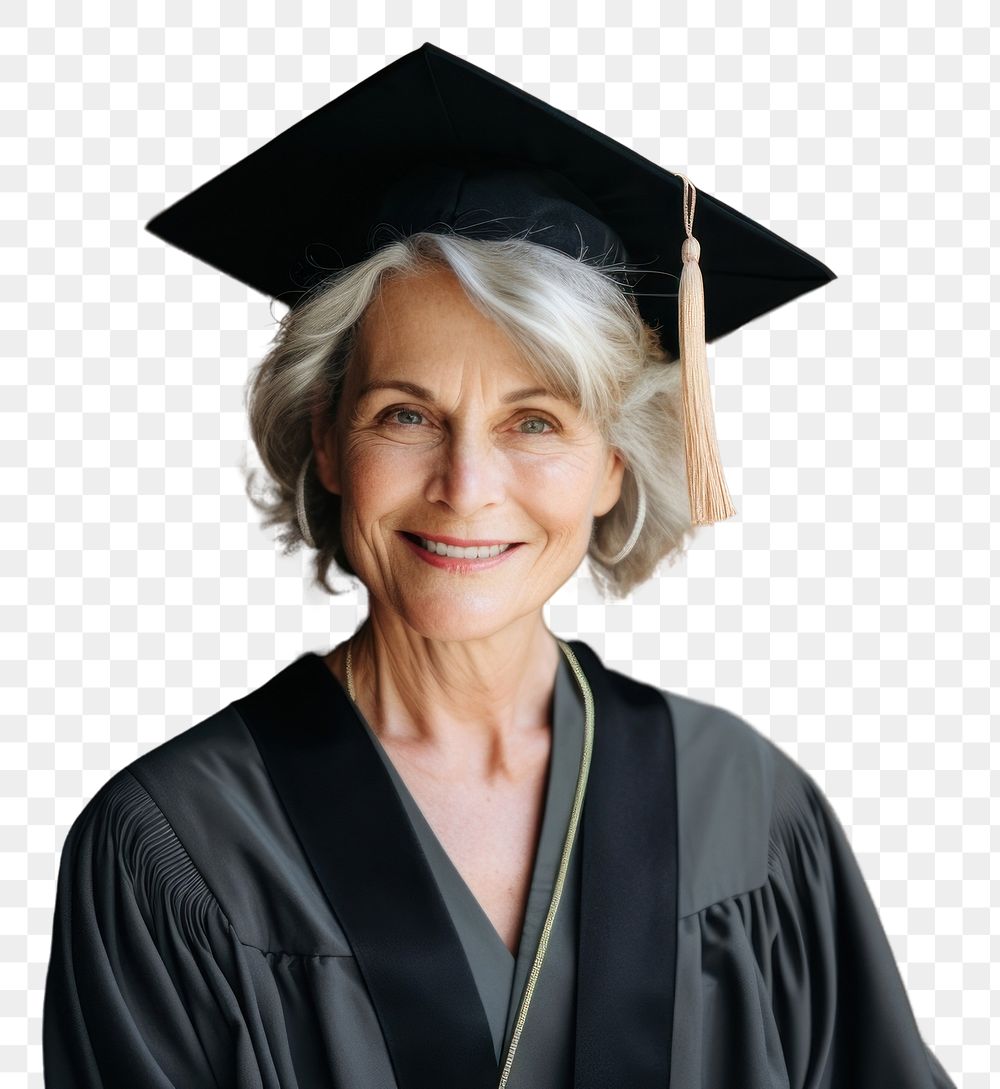 PNG  Mature female graduate graduation portrait adult. AI generated Image by rawpixel.
