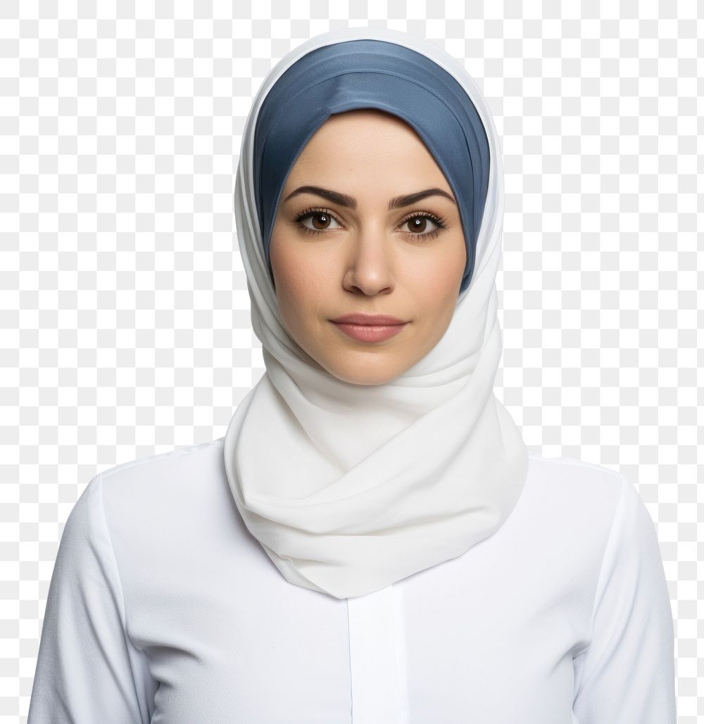 PNG Muslim woman portrait hijab scarf.