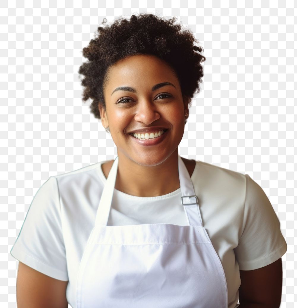 PNG  African American female chef restaurant smiling adult.