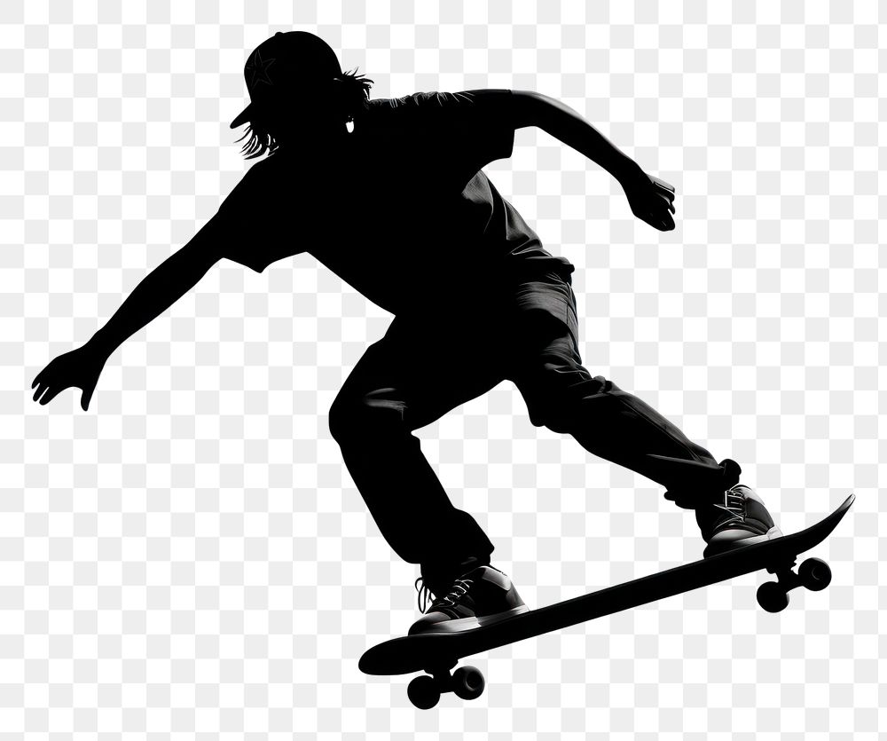 PNG Skateboarder silhouette skateboard skateboarder.
