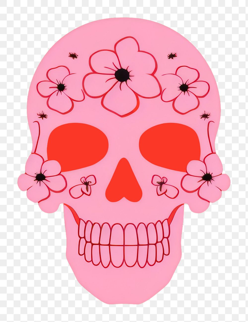 PNG  Skull with flowers icon creativity pattern cartoon.