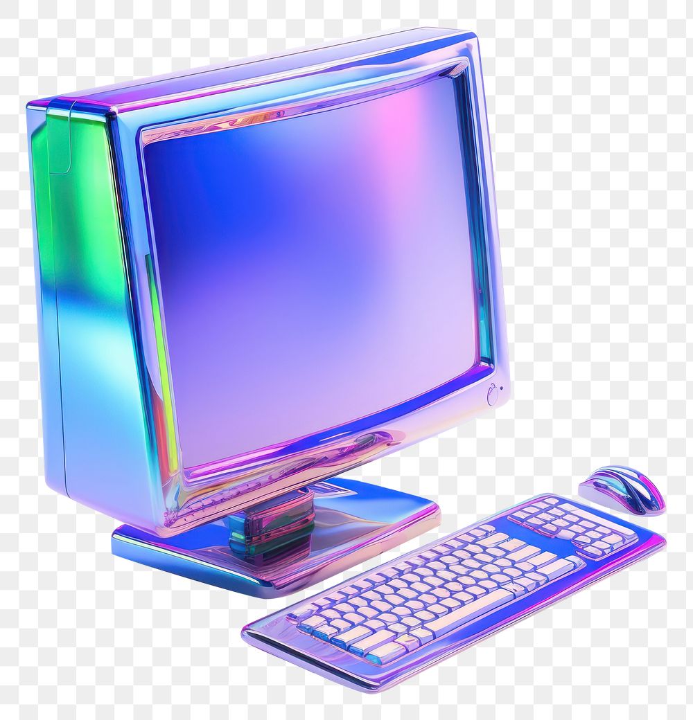 PNG Computer iridescent white background electronics television.