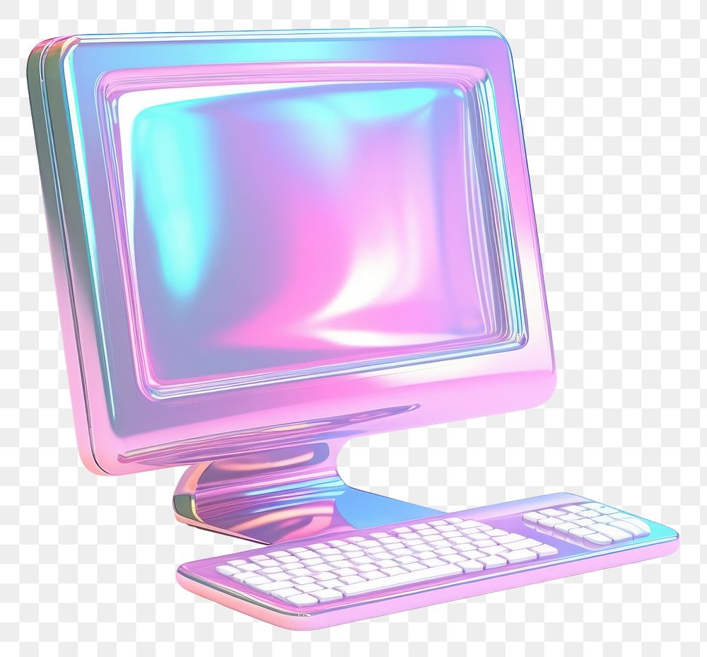 PNG Computer iridescent screen white background electronics.