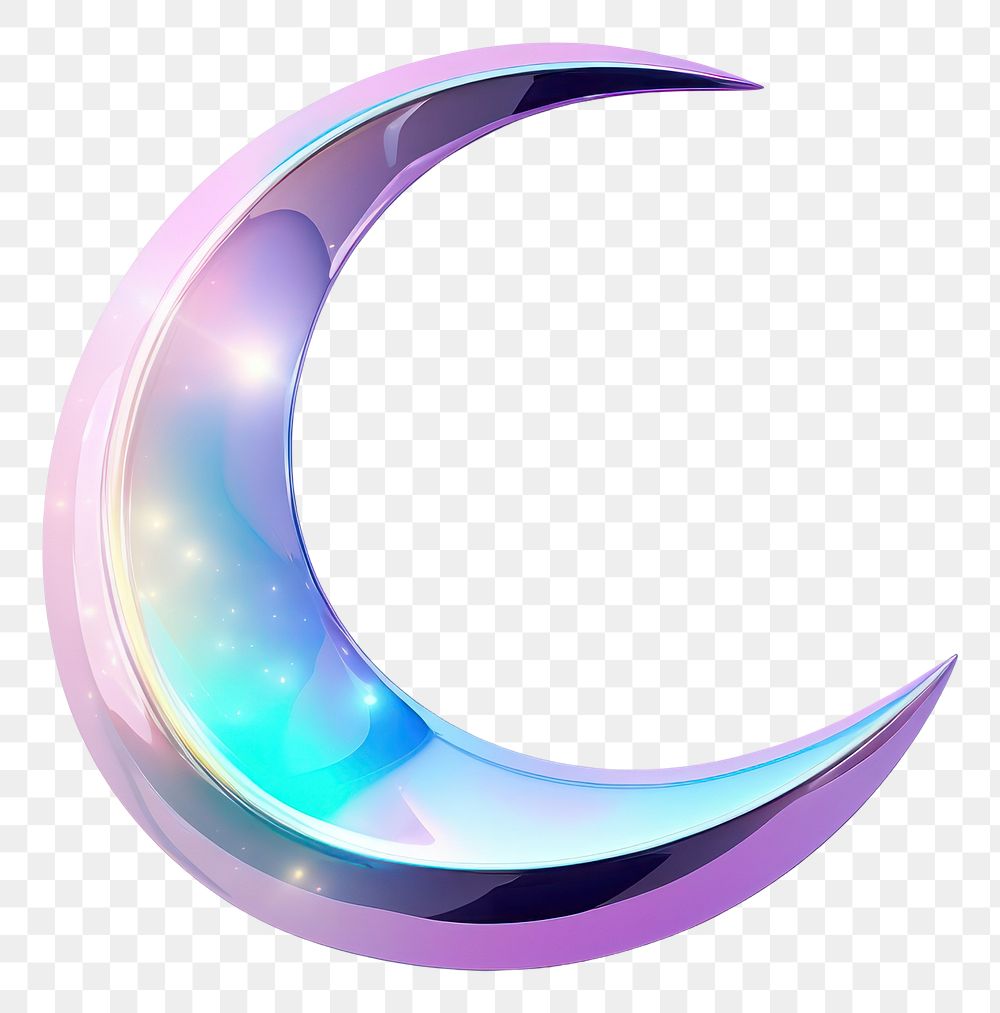 PNG Crescent moon iridescent purple night white background.