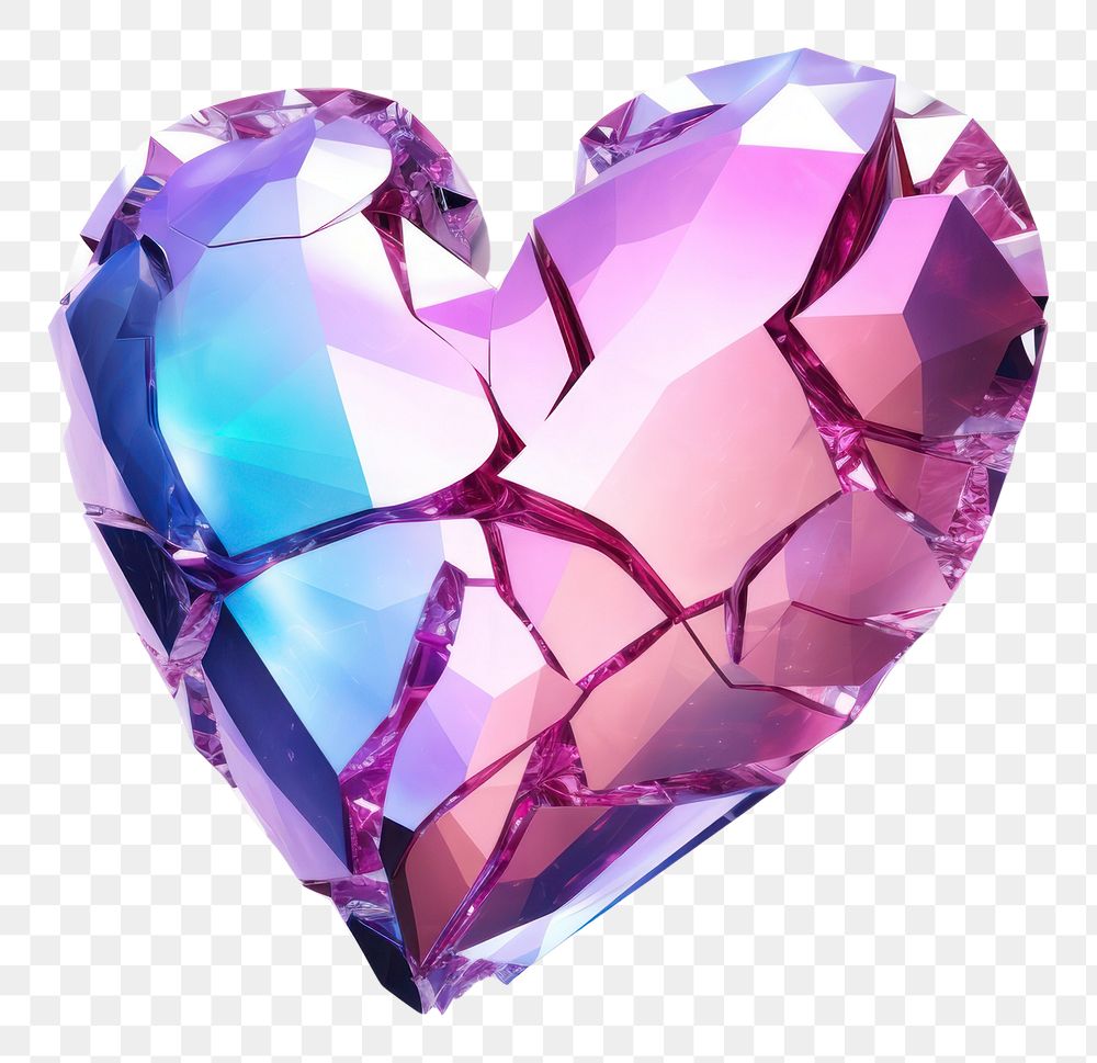 PNG Broken heart shape iridescent amethyst gemstone jewelry.