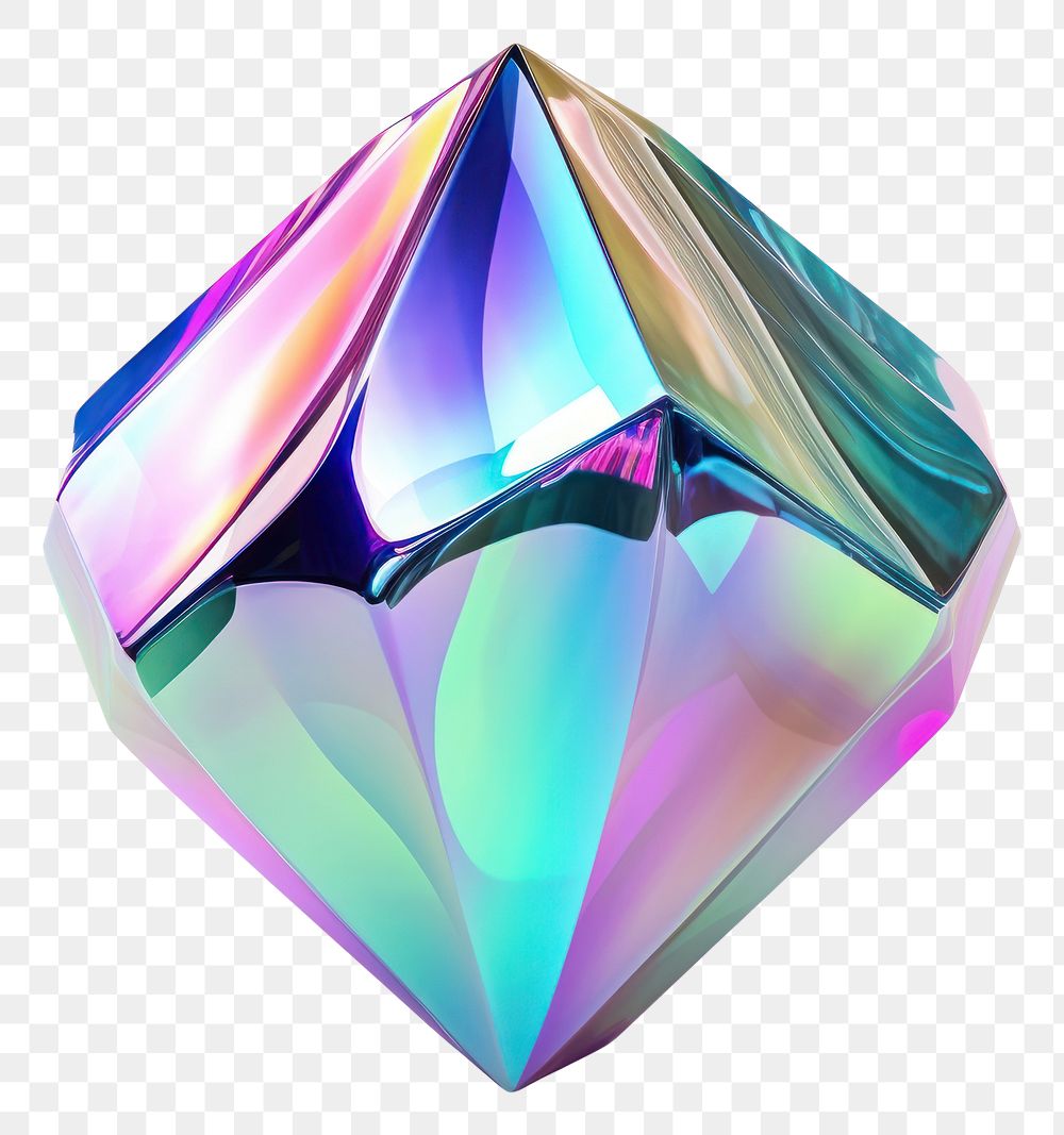 PNG Geometric shape iridescent gemstone jewelry white background.