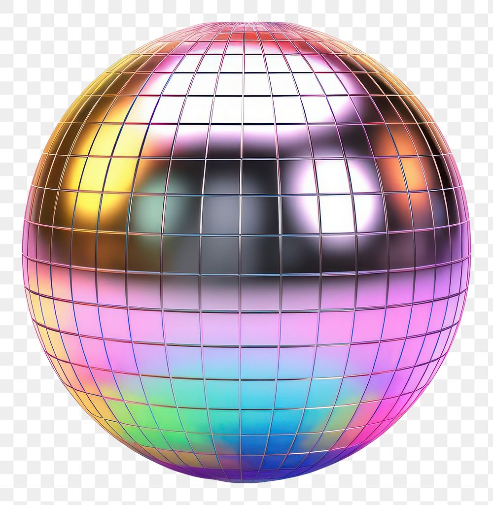 PNG Disco ball iridescent sphere white background celebration.