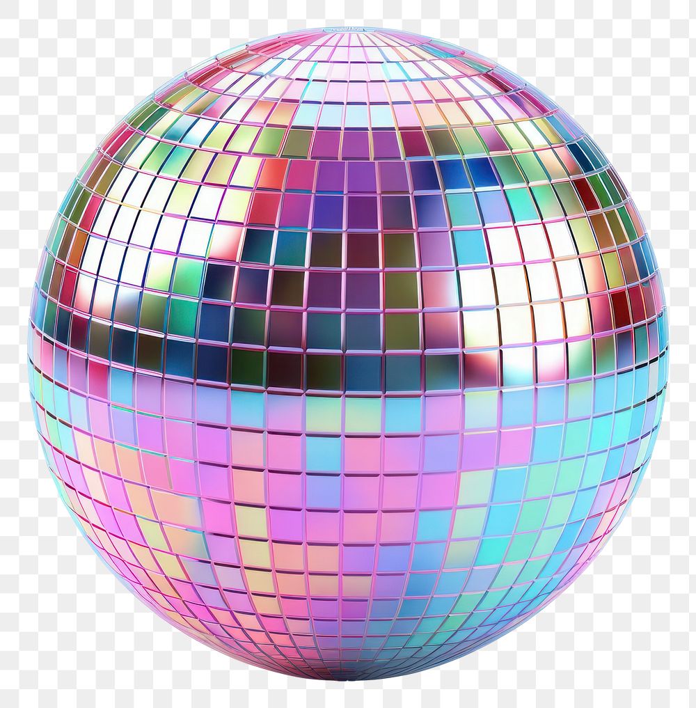 PNG Disco ball iridescent sphere purple white background.