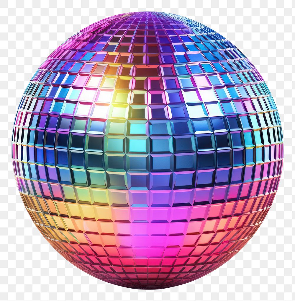 PNG Disco ball iridescent sphere white background celebration.