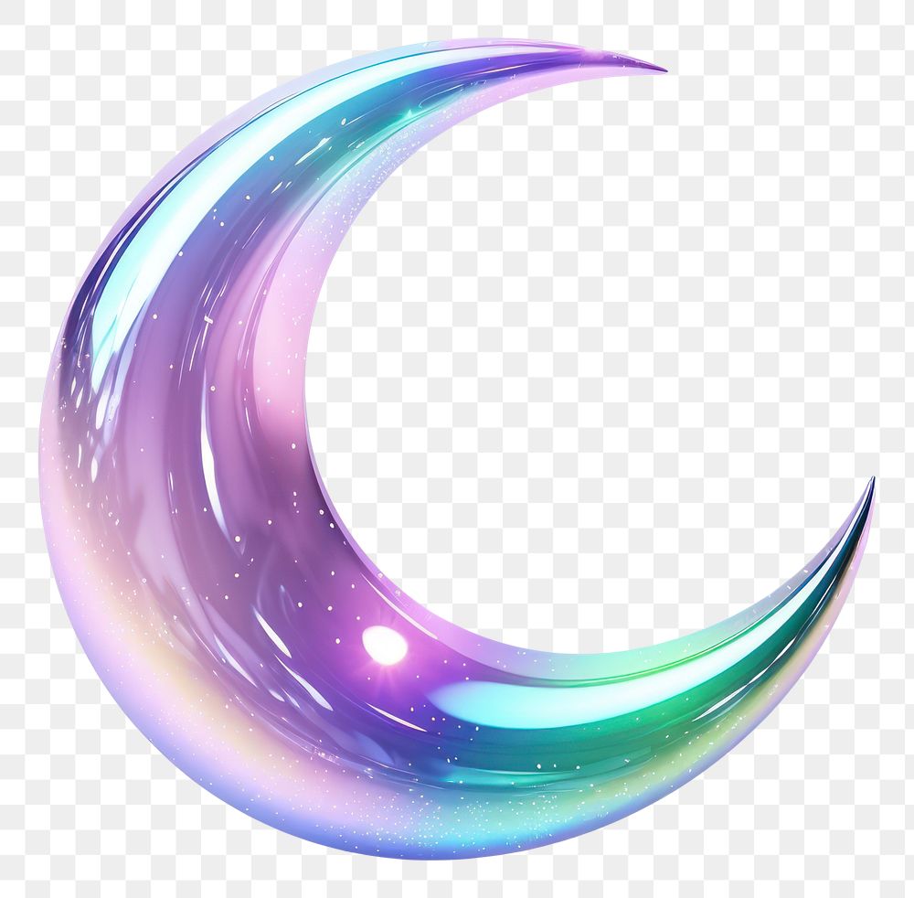 PNG Crescent moon iridescent purple nature night.