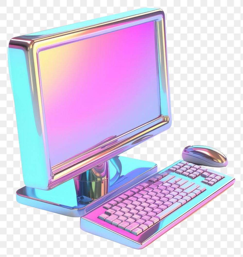 PNG Computer iridescent laptop table white background.