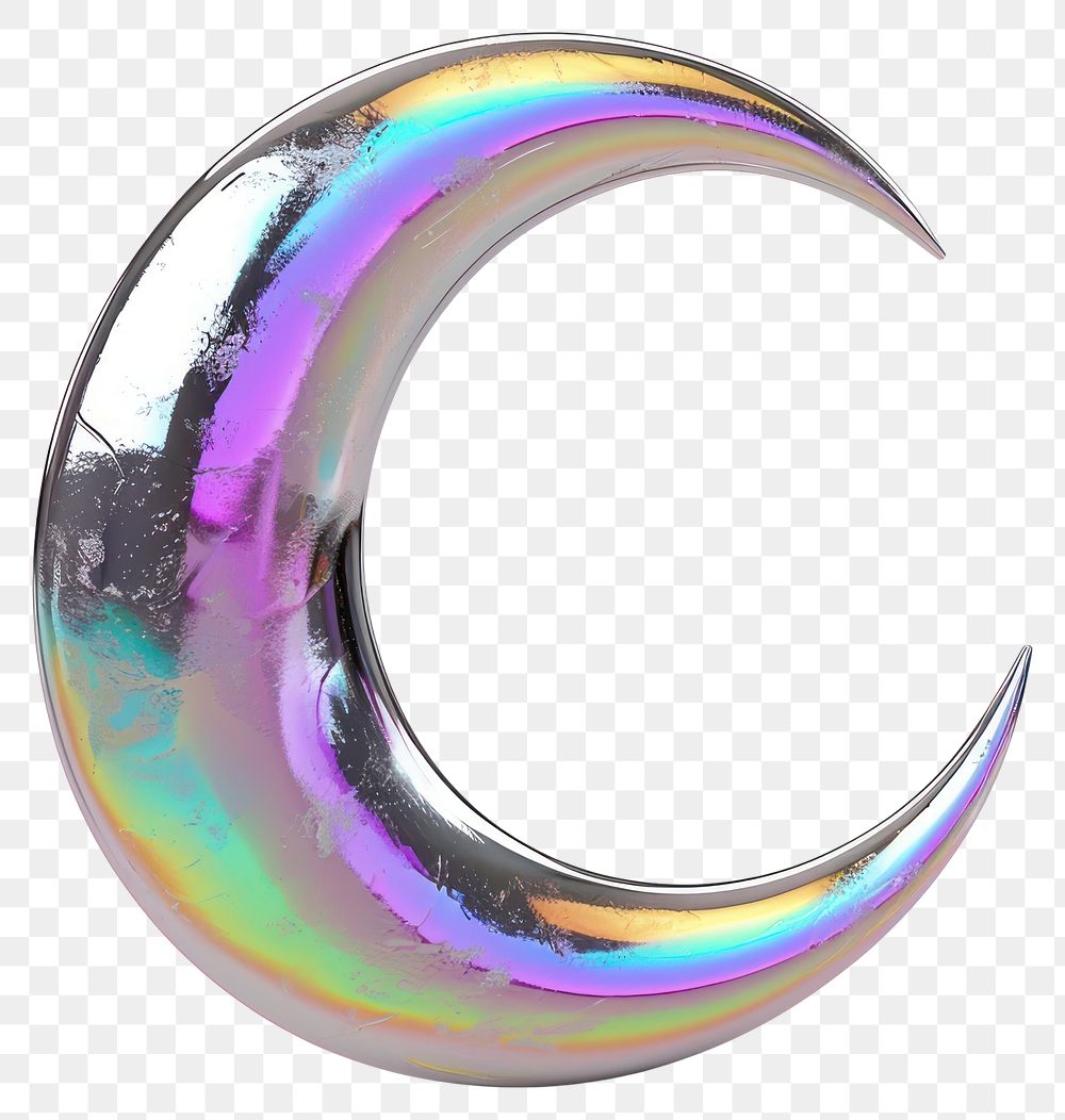 PNG Crescent moon iridescent jewelry nature night