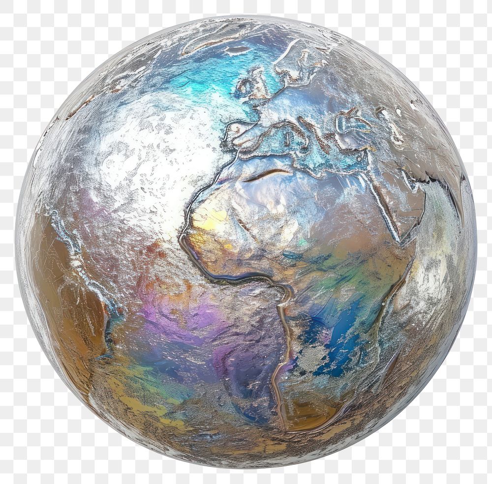 PNG Earth iridescent sphere planet globe.