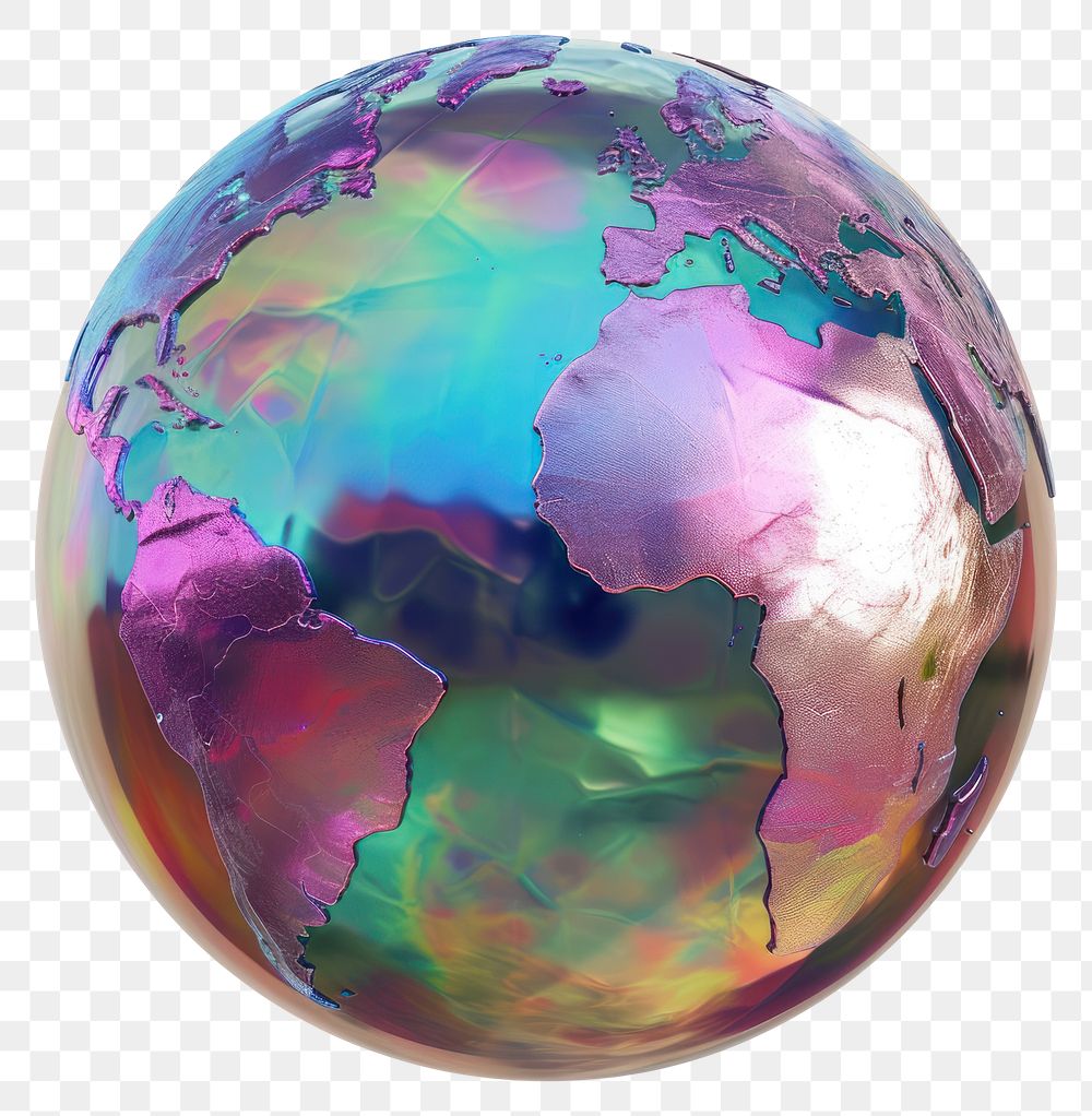 PNG Earth iridescent sphere planet space.