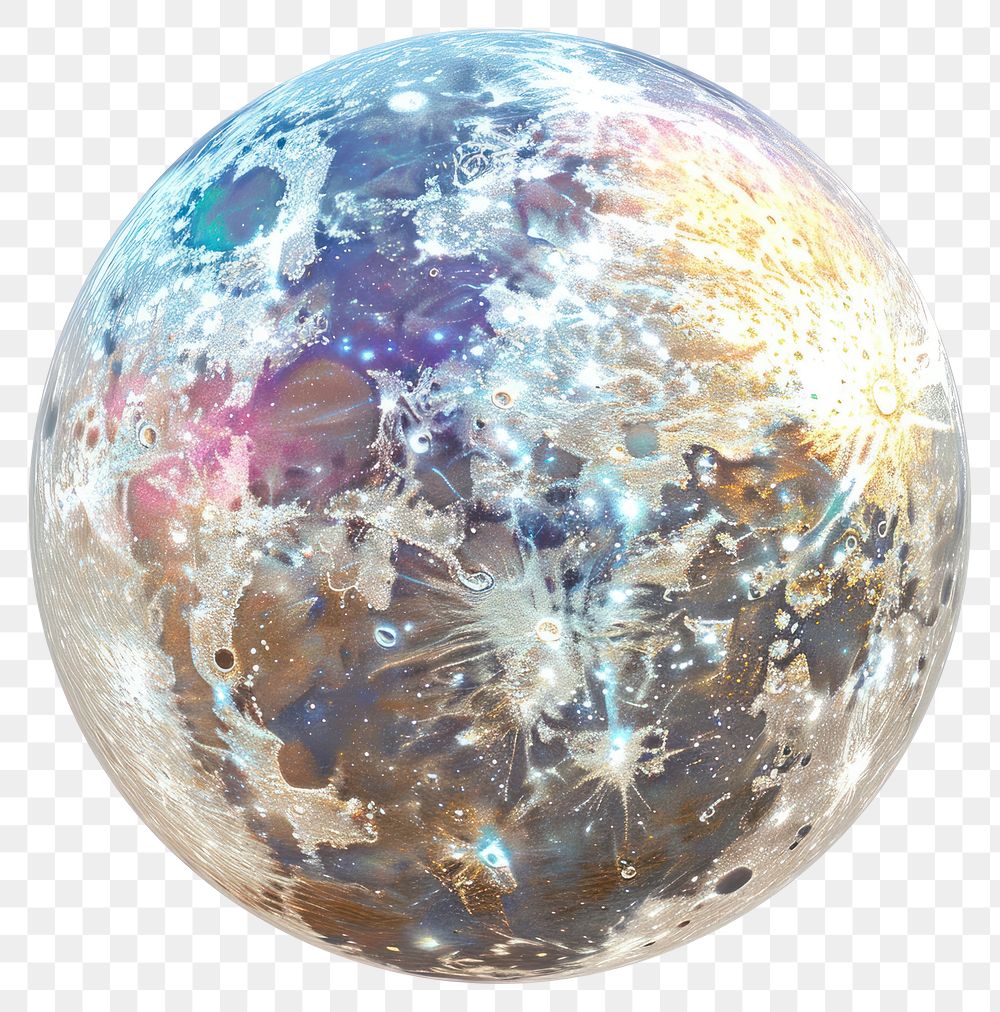 PNG Full moon iridescent sphere planet space.