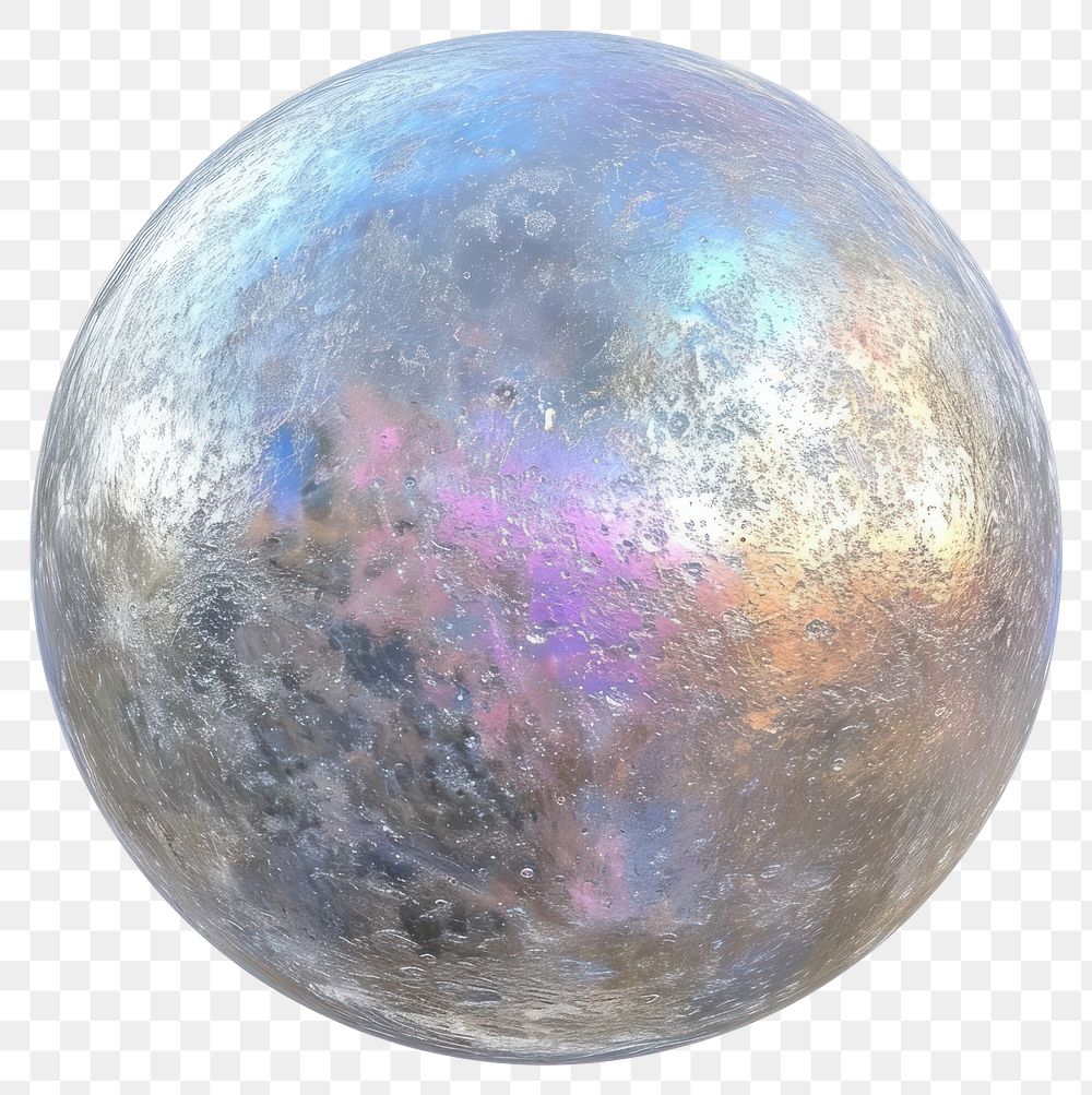 PNG Full moon iridescent sphere white background aluminium.