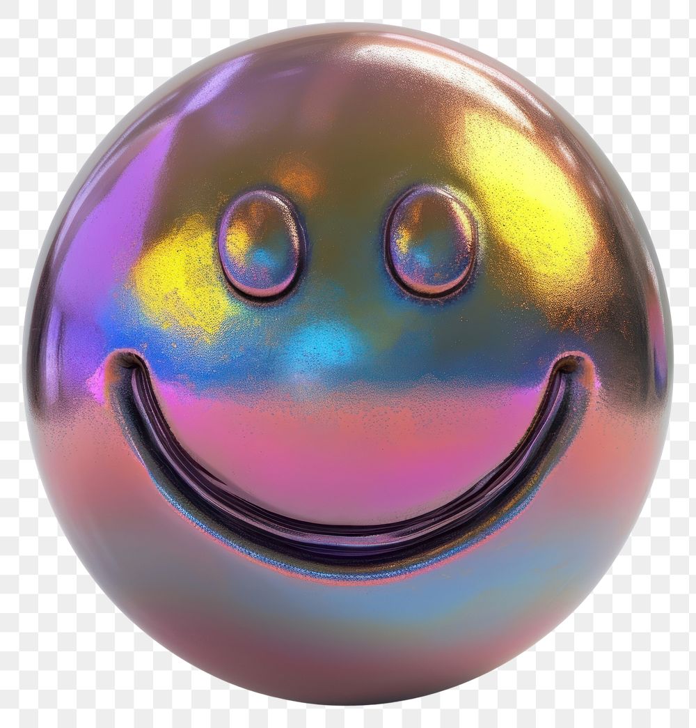 PNG Smile icon iridescent sphere white background anthropomorphic.