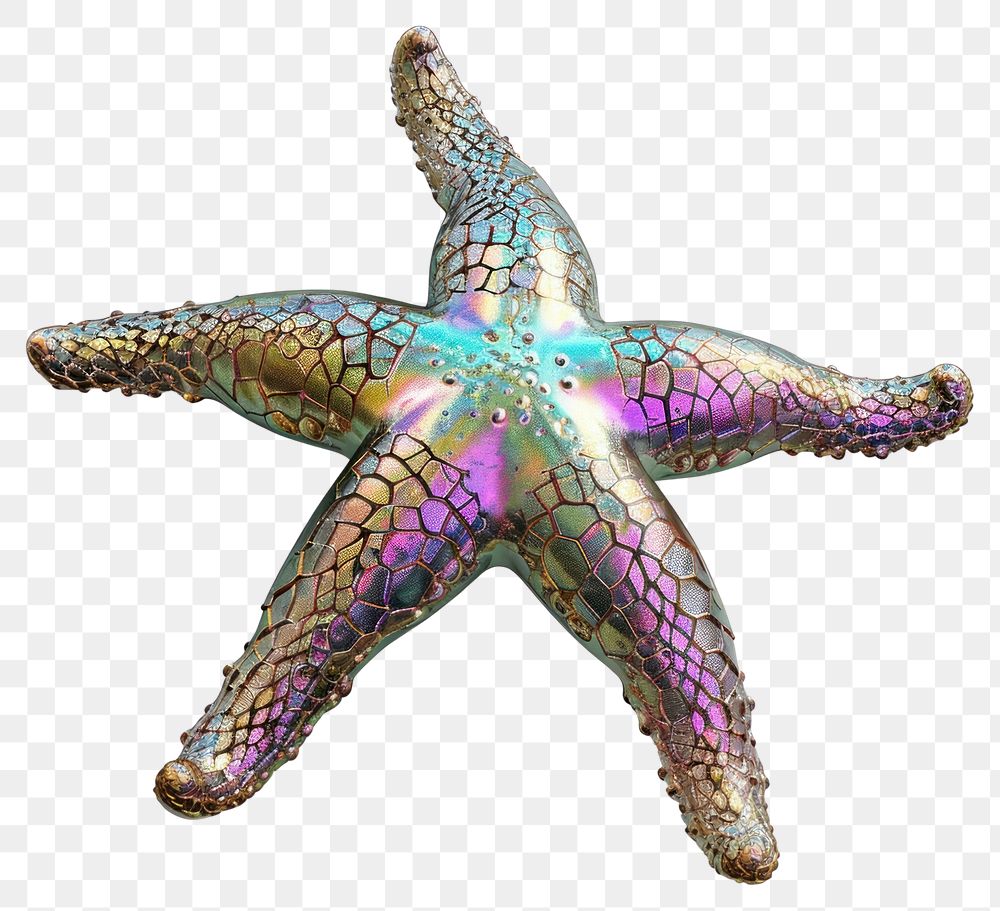 PNG Starfish iridescent animal white background invertebrate.