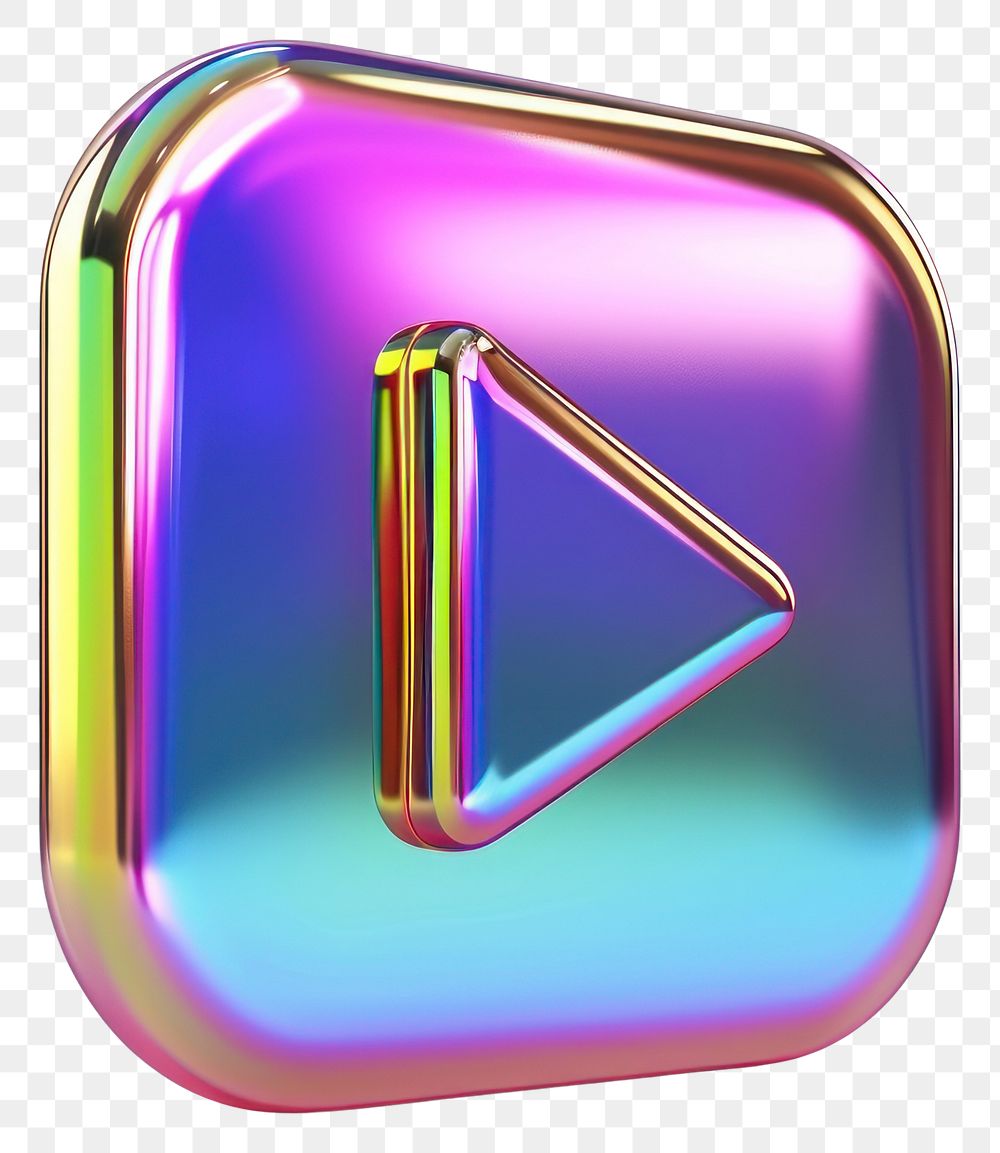 PNG Play button icon iridescent white background accessories technology.