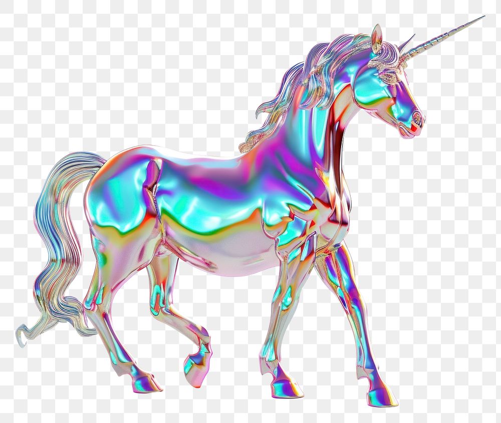 PNG Unicorn iridescent animal mammal horse.