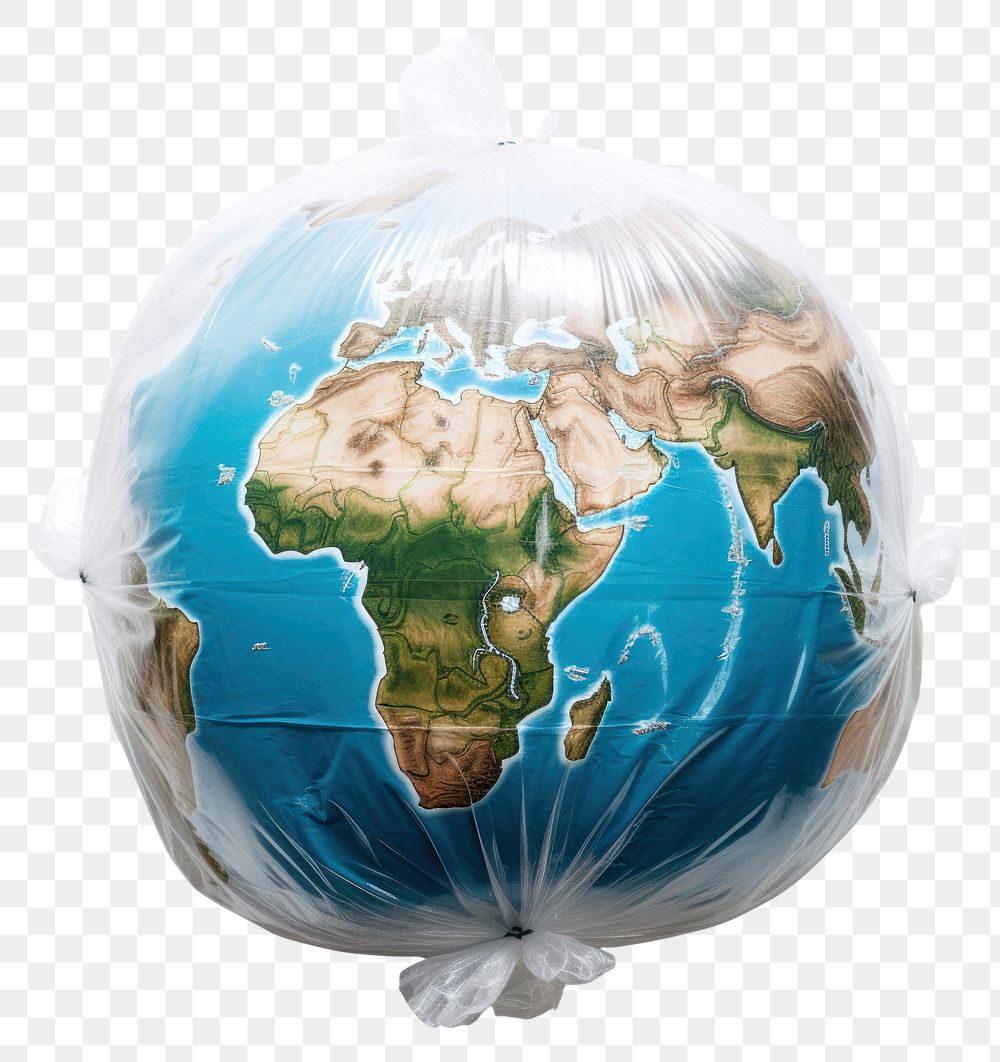 PNG  Plastic wrapping over a globe planet topography astronomy.