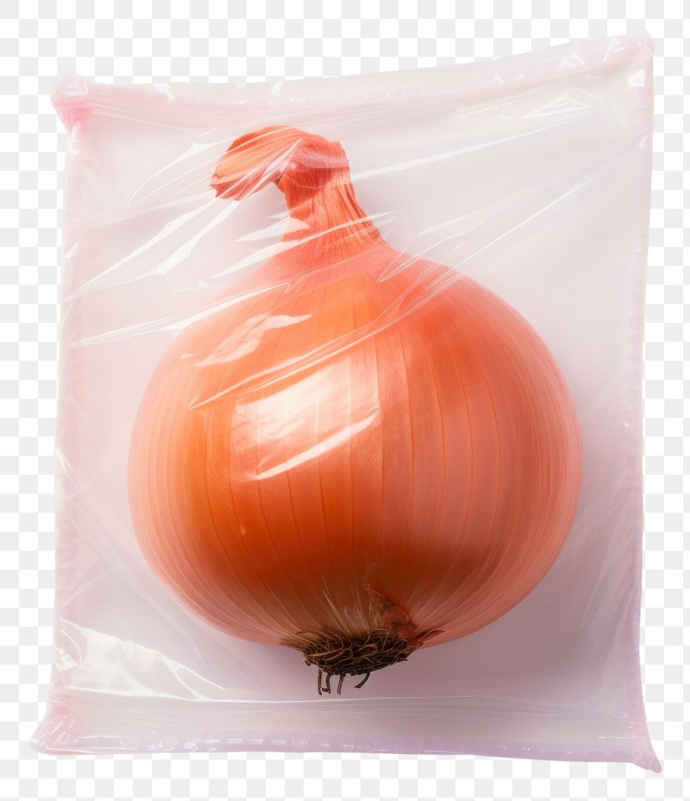 PNG  Plastic wrapping over a onion vegetable shallot food.