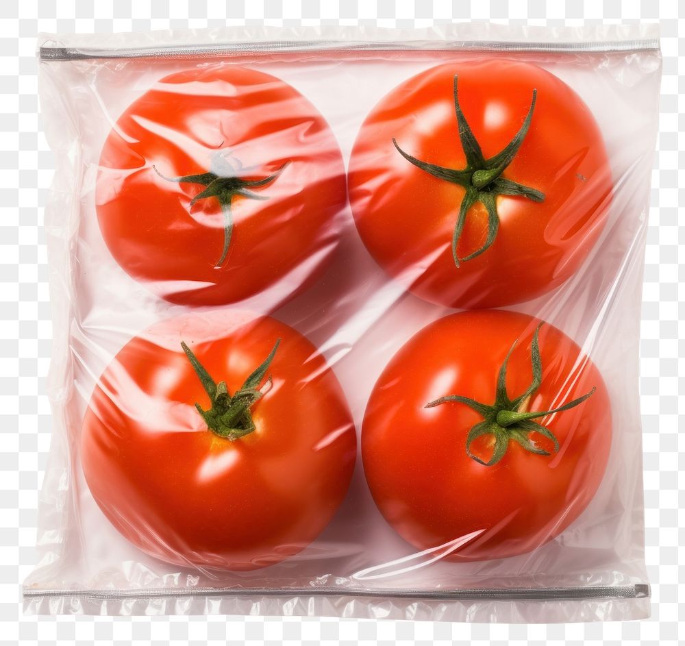 PNG  Plastic wrapping over a tomato vegetable plant food.