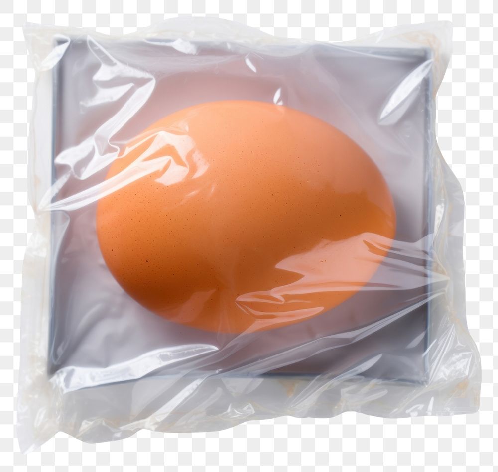 PNG  Plastic wrapping over an egg food white background freshness.