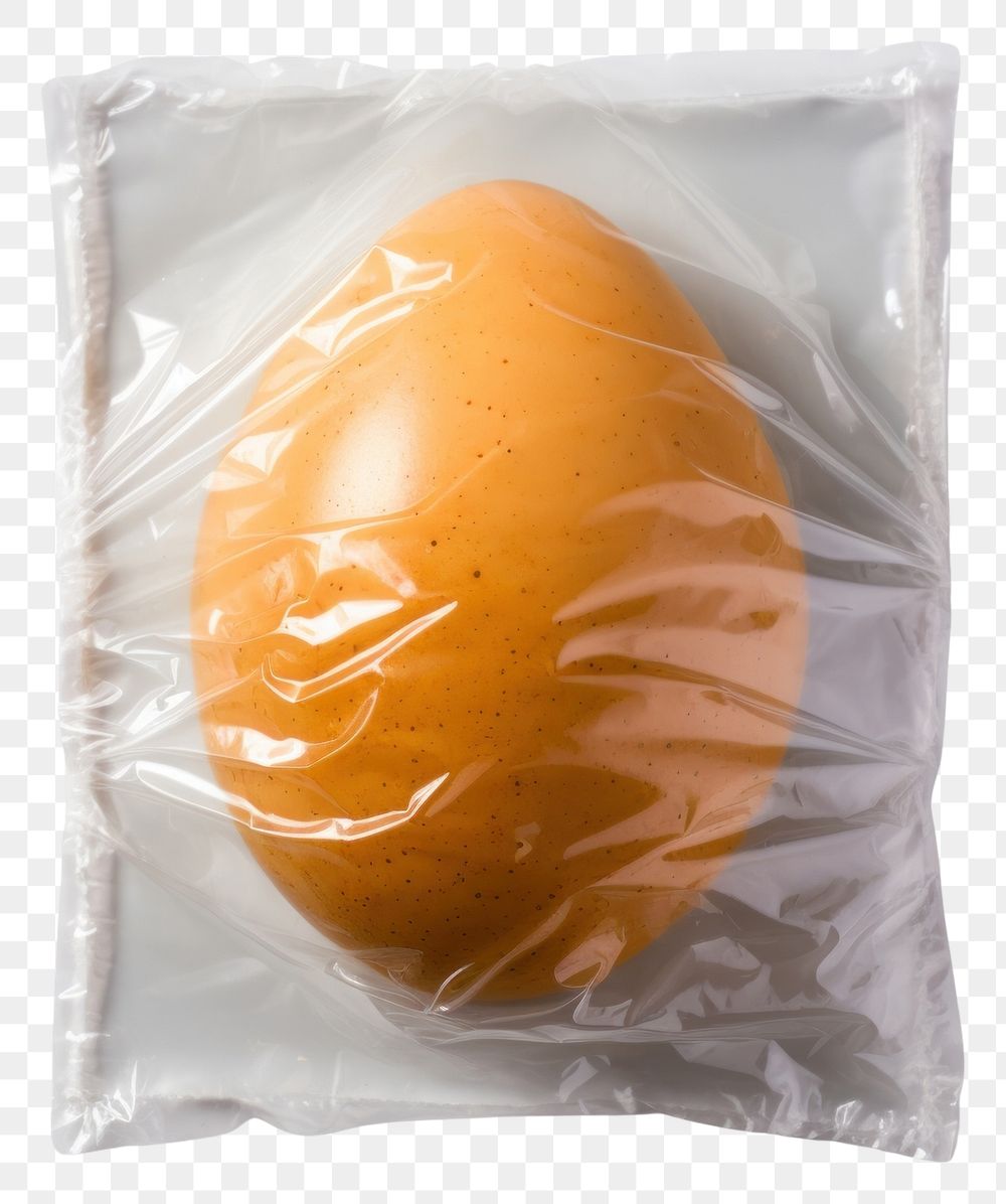 PNG  Plastic wrapping over an egg food white background freshness.