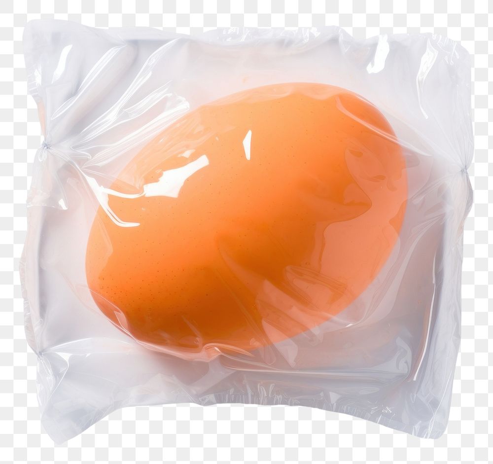 PNG  Plastic wrapping over an egg white background wrapped yellow.