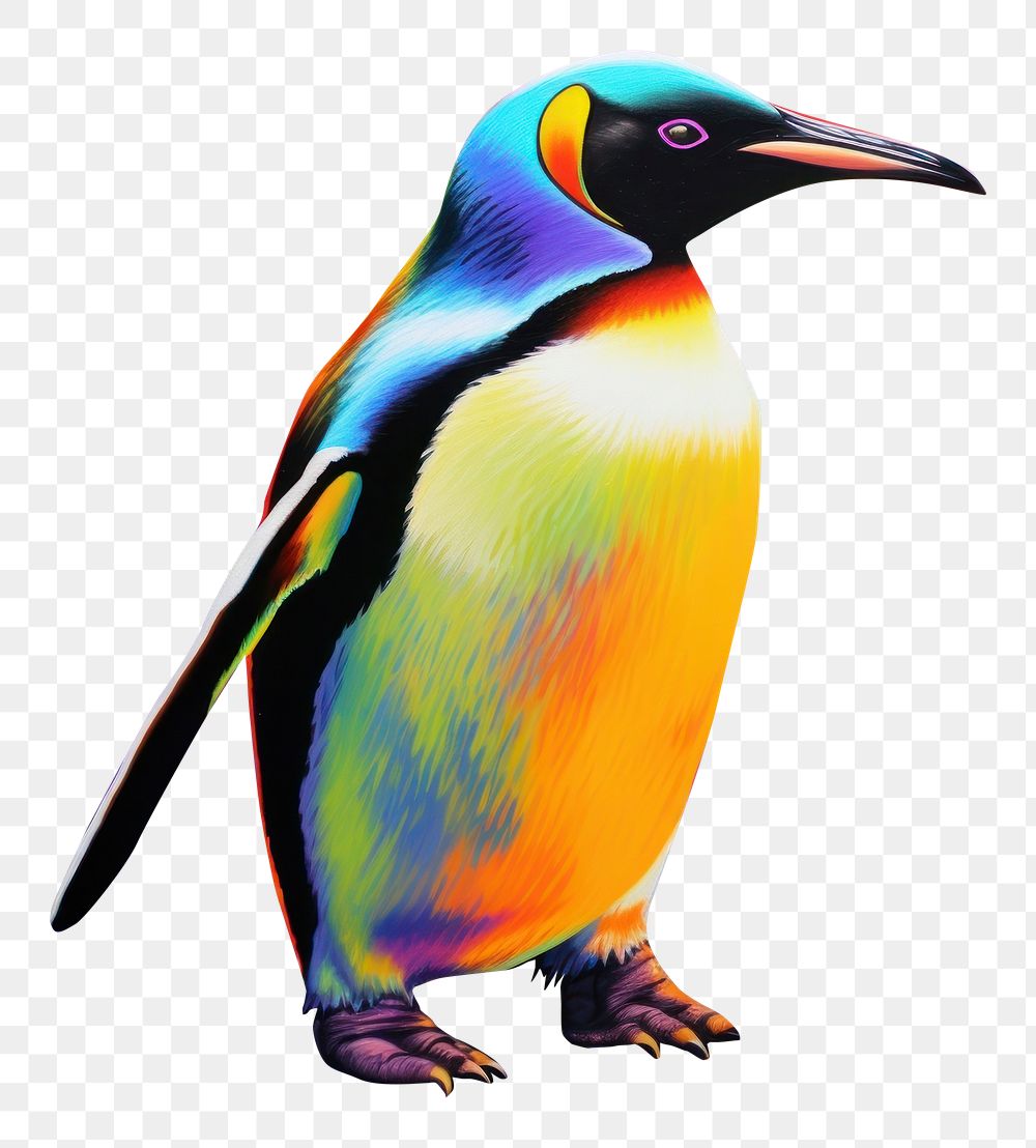 PNG  King penguin painting animal bird. AI generated Image by rawpixel.