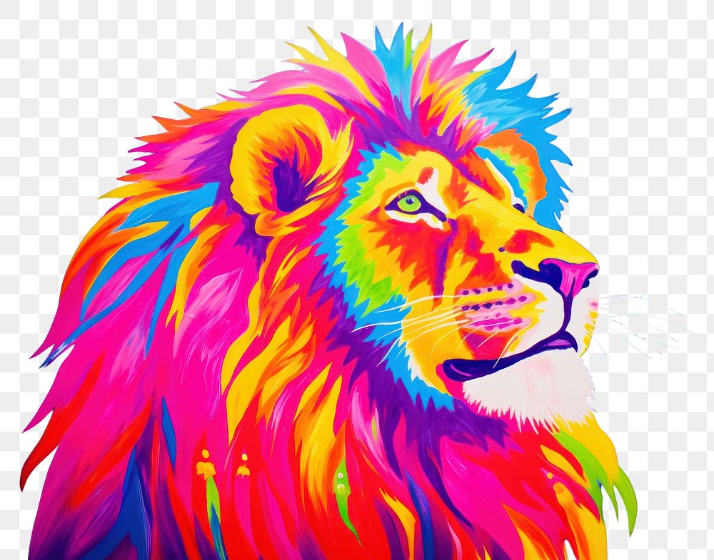PNG  Lion painting mammal animal. AI generated Image by rawpixel.