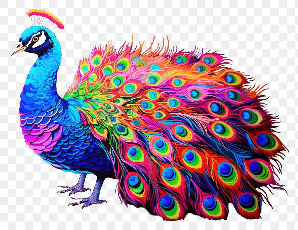 PNG  Peacock painting animal purple. AI generated Image by rawpixel.