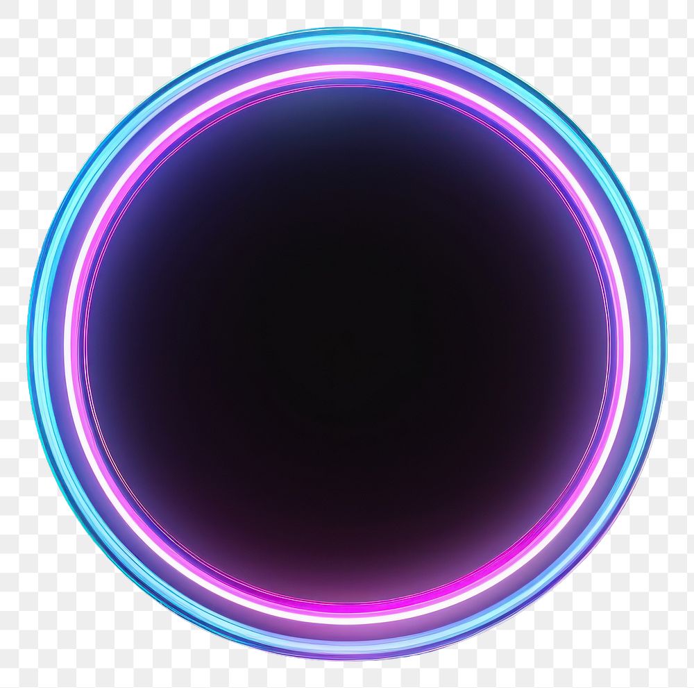 PNG Circle in the style of neon lights technology purple black background.