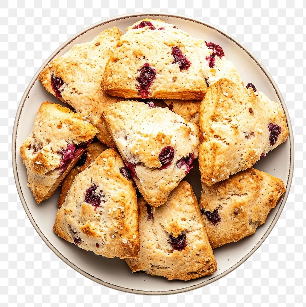 PNG A Plate of Cranberry Scones plate cranberry dessert.