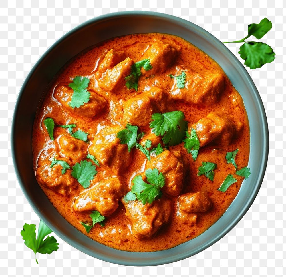 PNG Photo of butter chicken food meat bowl.