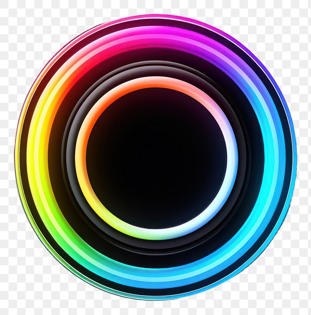 PNG Rainbow icon in the style of neon lights technology purple spiral.