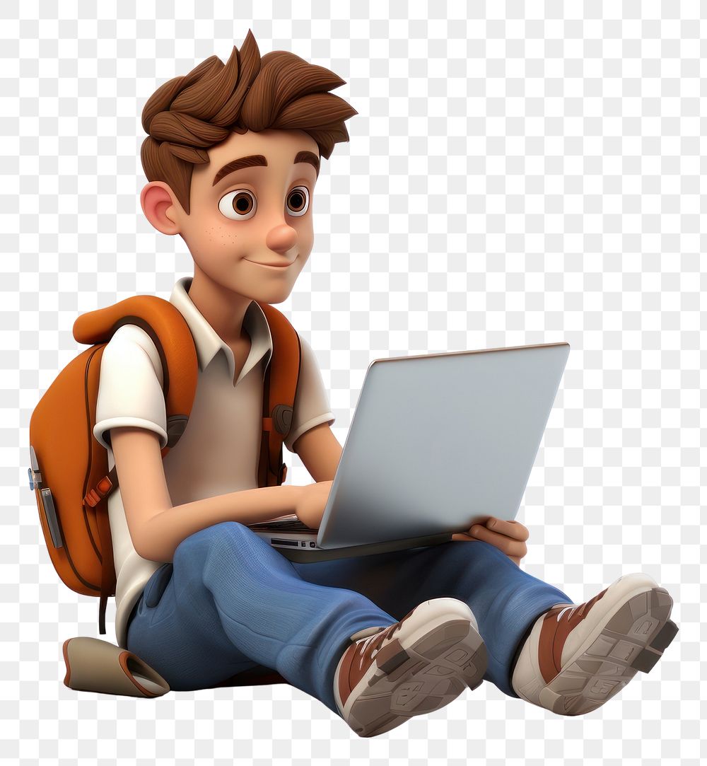 PNG  Laptop teenage sitting computer