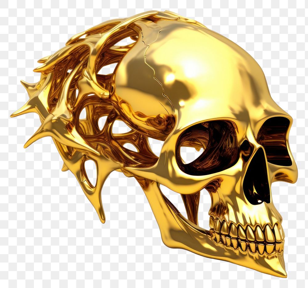 PNG Bird skull gold white background clothing.