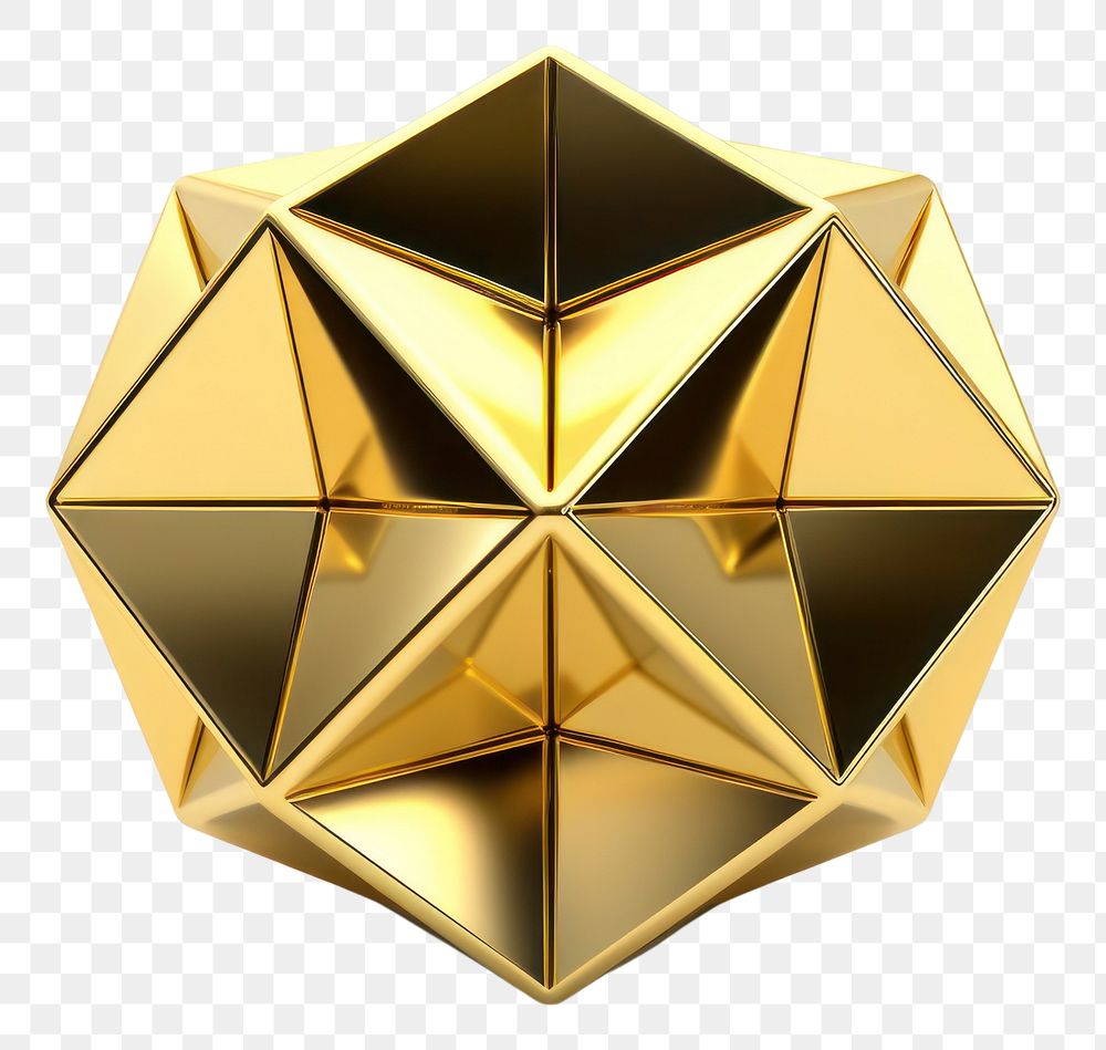 PNG Geometric gold origami jewelry.